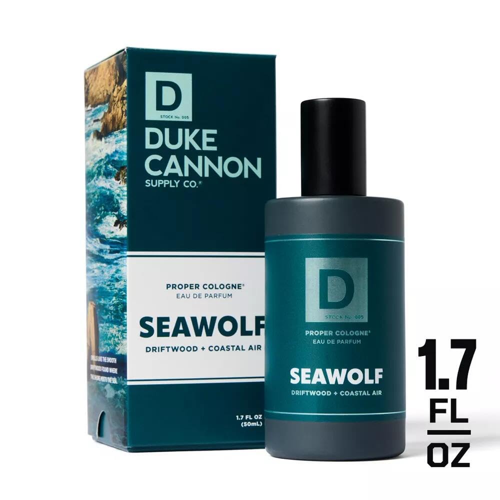 Duke Cannon Proper Cologne Seawolf | Driftwood & Coastal Air – Subtle, Long-Lasting Men’s Eau de Parfum 1.7 fl oz