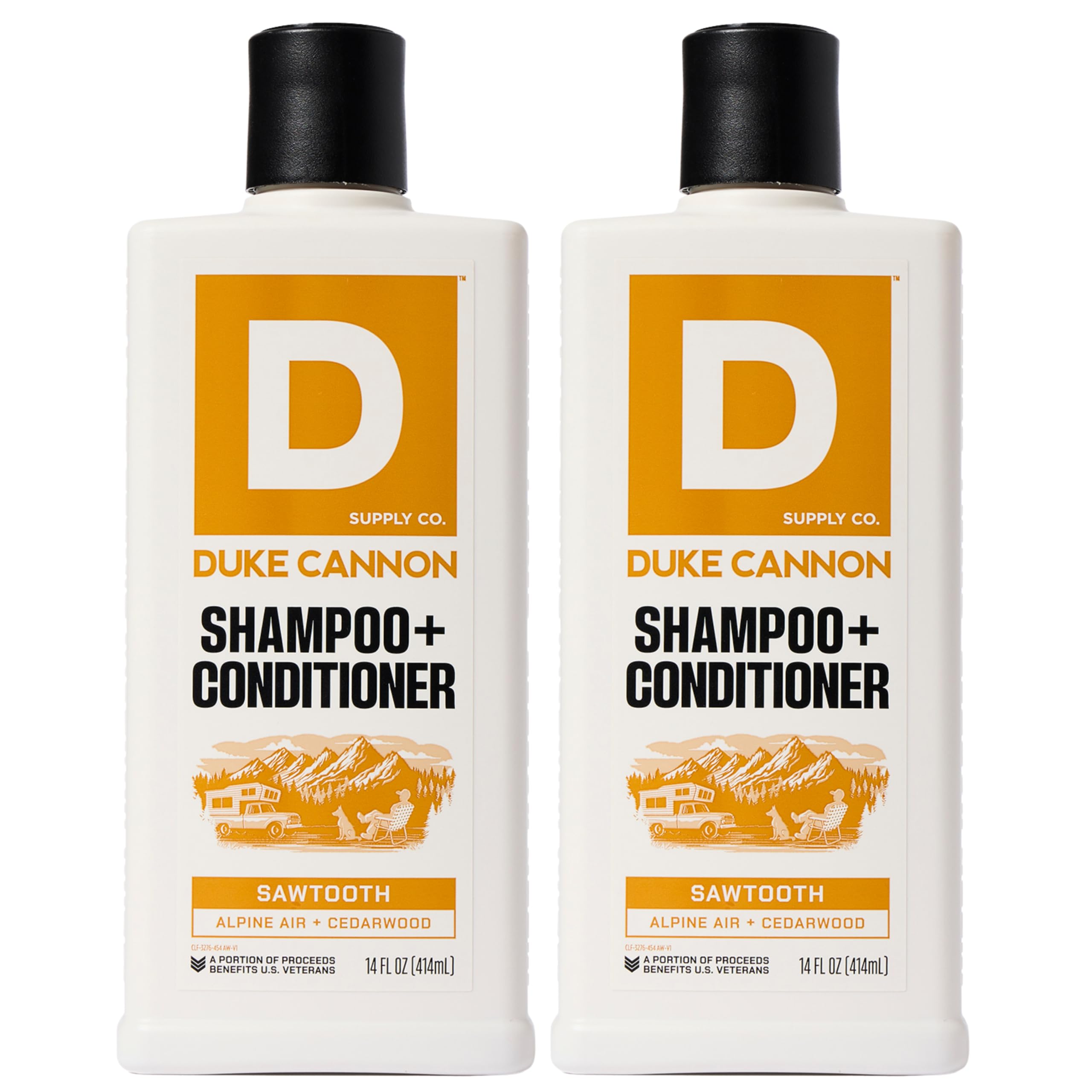 Duke Cannon Sawtooth 2-in-1 Hair Wash – Gentle Cleansing Shampoo & Conditioner for Men, 14 oz, 2-Pack