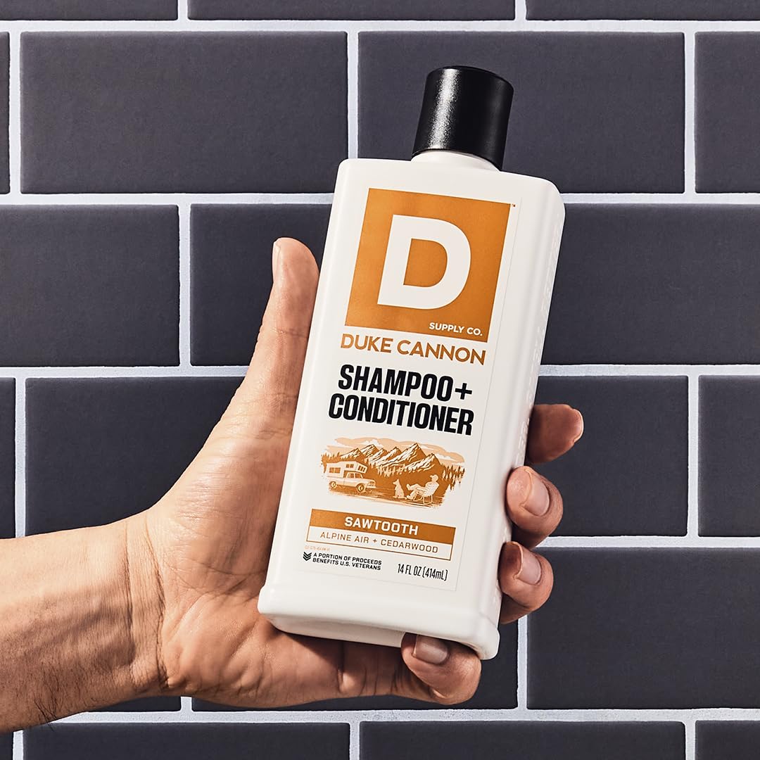 Duke Cannon Sawtooth 2-in-1 Hair Wash – Gentle Cleansing Shampoo & Conditioner for Men, 14 oz, 2-Pack