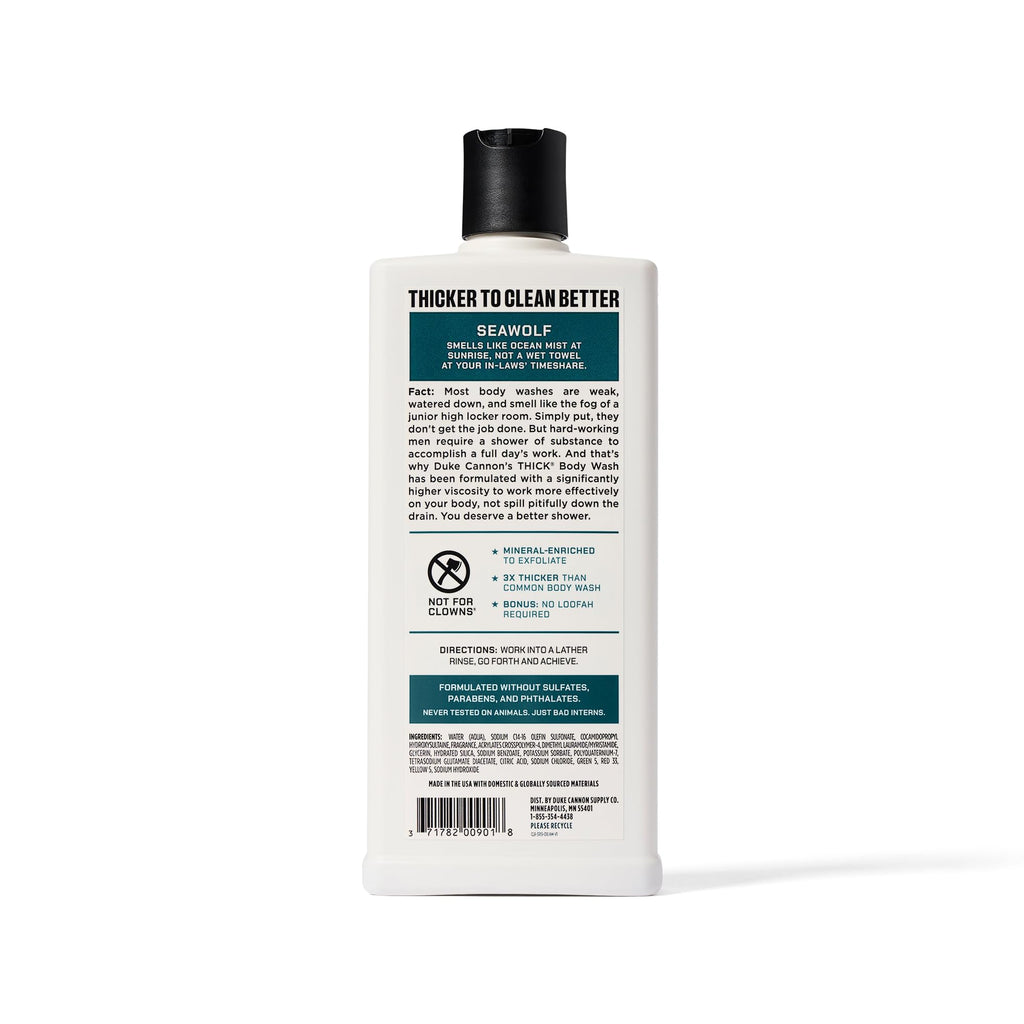 Duke Cannon Supply Co. Thick High Viscosity Body Wash – Seawolf 3 Pack (18 oz) | 3x Thicker, Plant-Based, Mineral-Enriched for Men