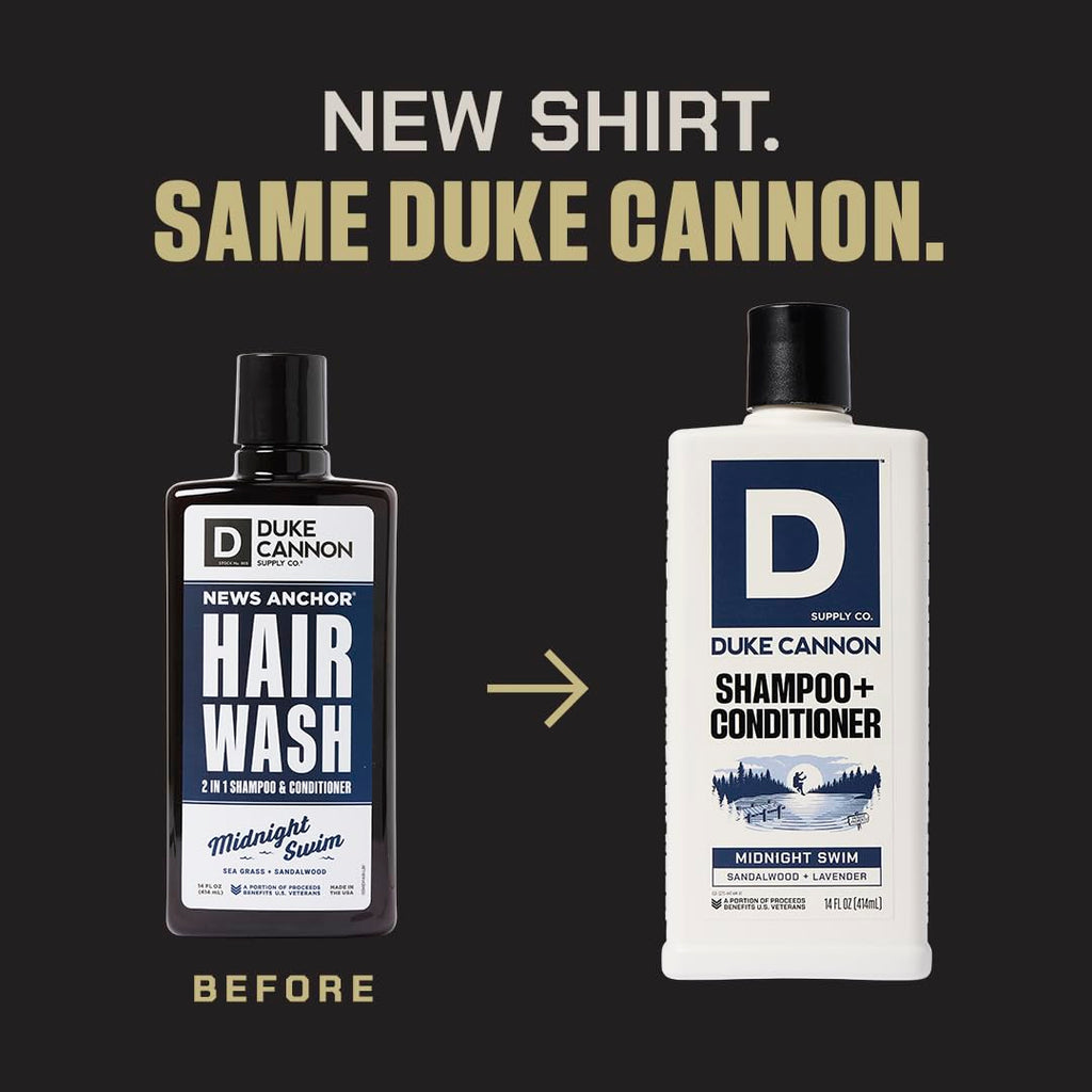 Duke Cannon Supply Co. 2-in-1 Hair Wash 3-Pack — Tea Tree, Sawtooth & Midnight Swim (14 oz each)