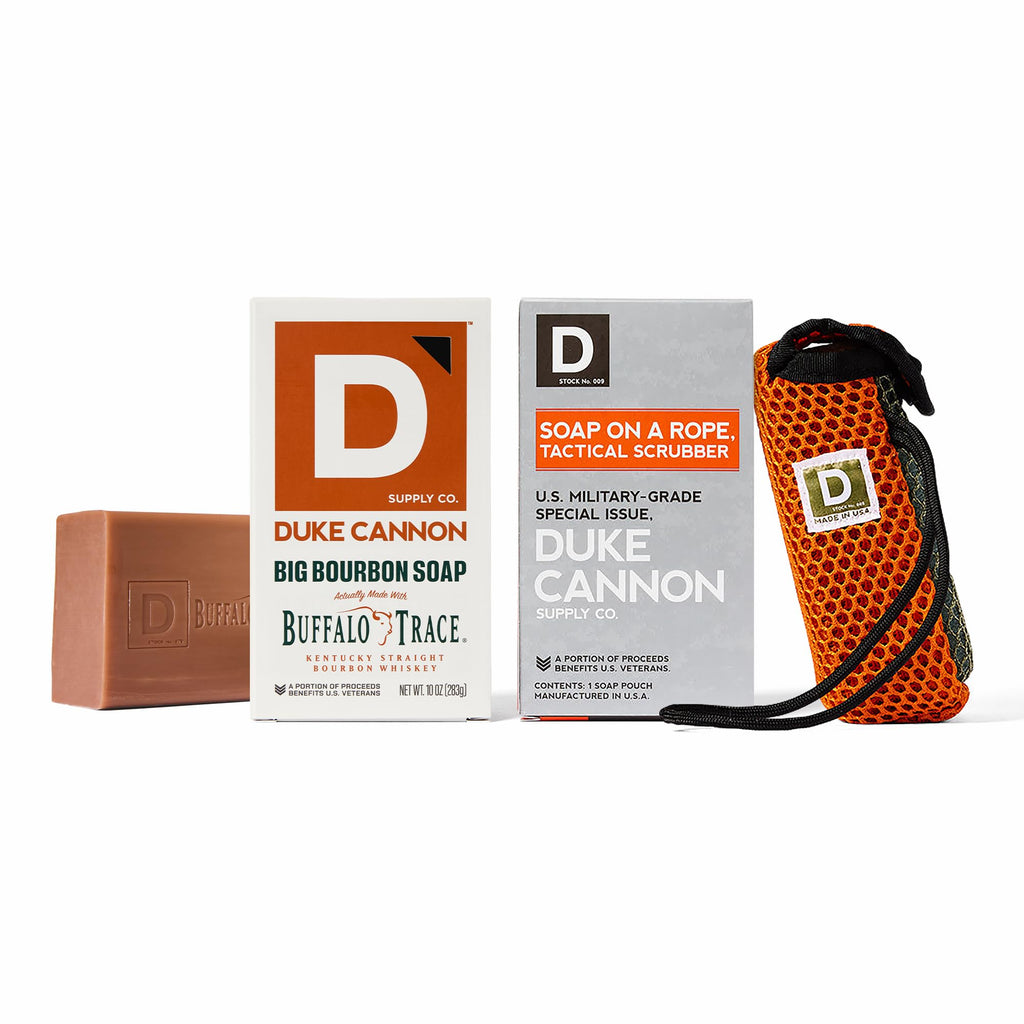 Duke Cannon Tactical Scrubber – Big American Bourbon Soap, Military-Grade Pouch, Oak Barrel Scent, 10 oz