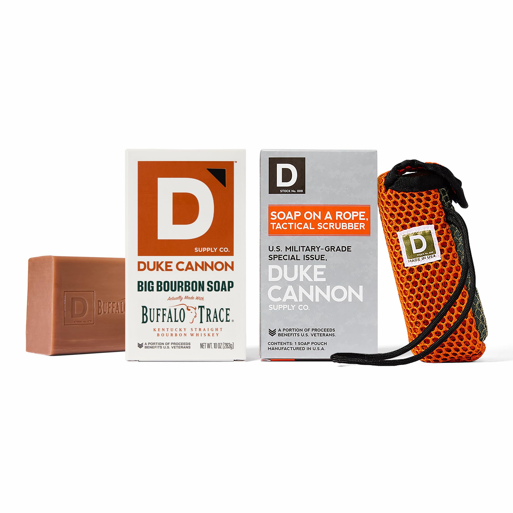 Duke Cannon Tactical Scrubber – Big American Bourbon Soap, Military-Grade Pouch, Oak Barrel Scent, 10 oz