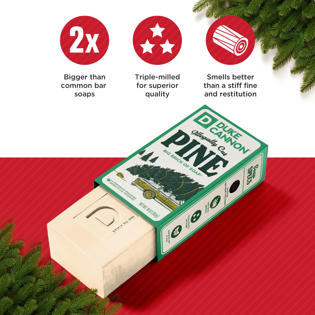 Duke Cannon 3-Pack Big Brick Soap for Men – Coal, Santa's Pipe Smoke, Peppermint Bark (10 oz each)