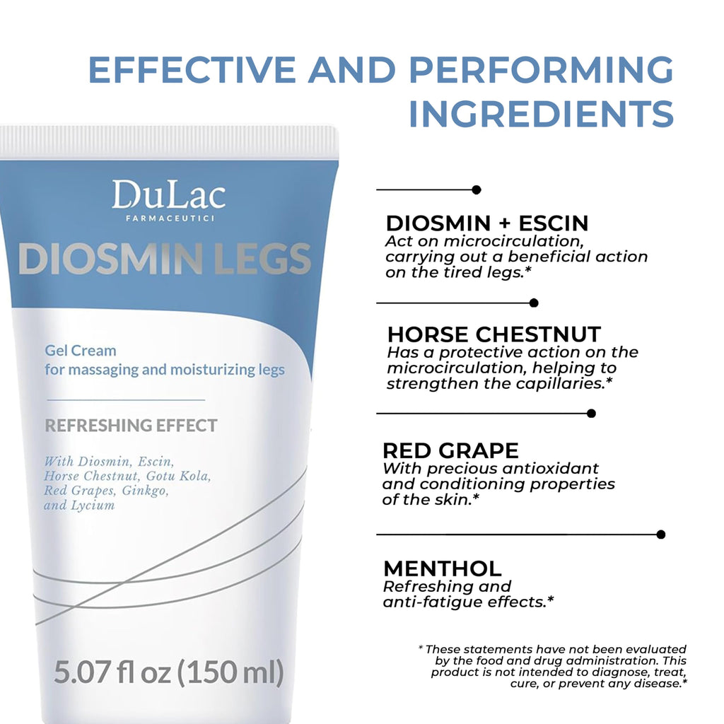 Dulàc Diosmin Legs Gel Cream 5.07 fl oz – Varicose Veins & Leg Circulation Support
