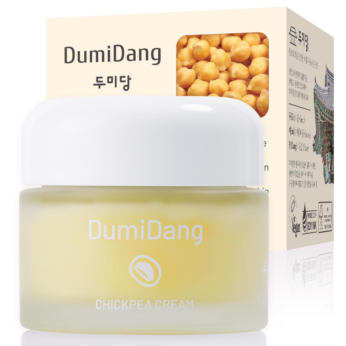 DumiDang Chickpea Cream – Korean Traditional Vegan Skincare with Fermented Chickpeas, Squalane & Shea Butter (50g) | 1.76 oz