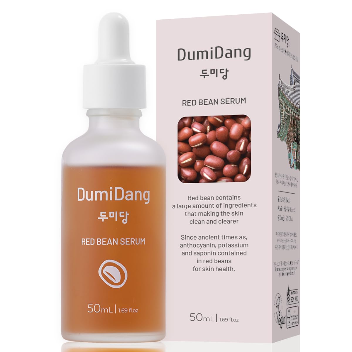 DumiDang Red Bean Serum - Korean Traditional Vegan Skincare with Fermented Red Bean & Kelp Extracts | 50mL