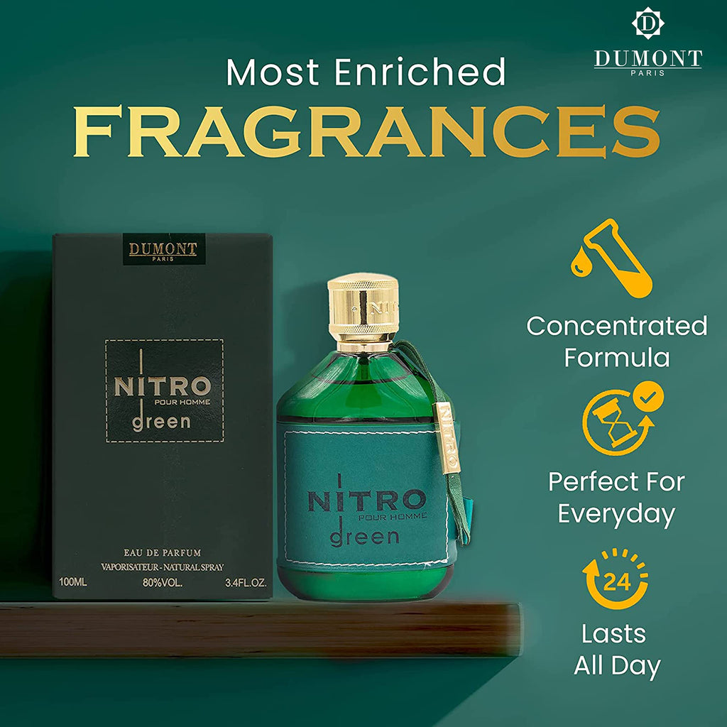 Dumont Nitro Green Eau de Parfum – Vibrant Weekend Fragrance (3.4 fl oz)