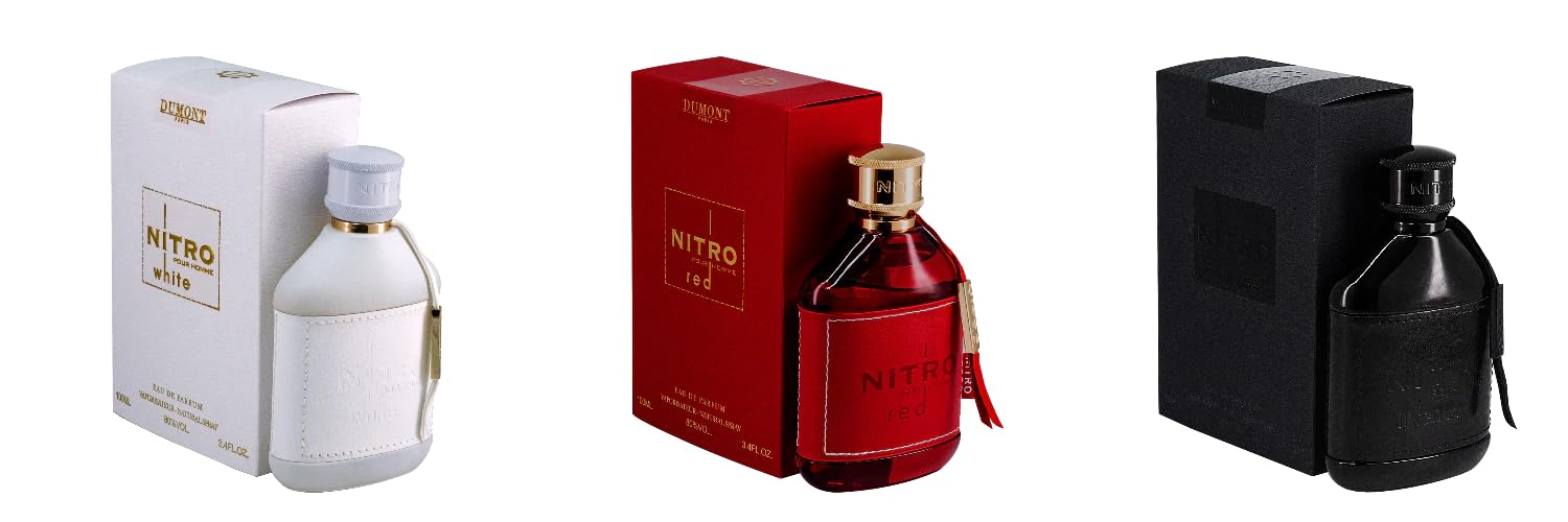 Dumont Nitro Eau de Parfum Set – Intense, Red & White (3 × 100 ml / 3.45 fl oz each)