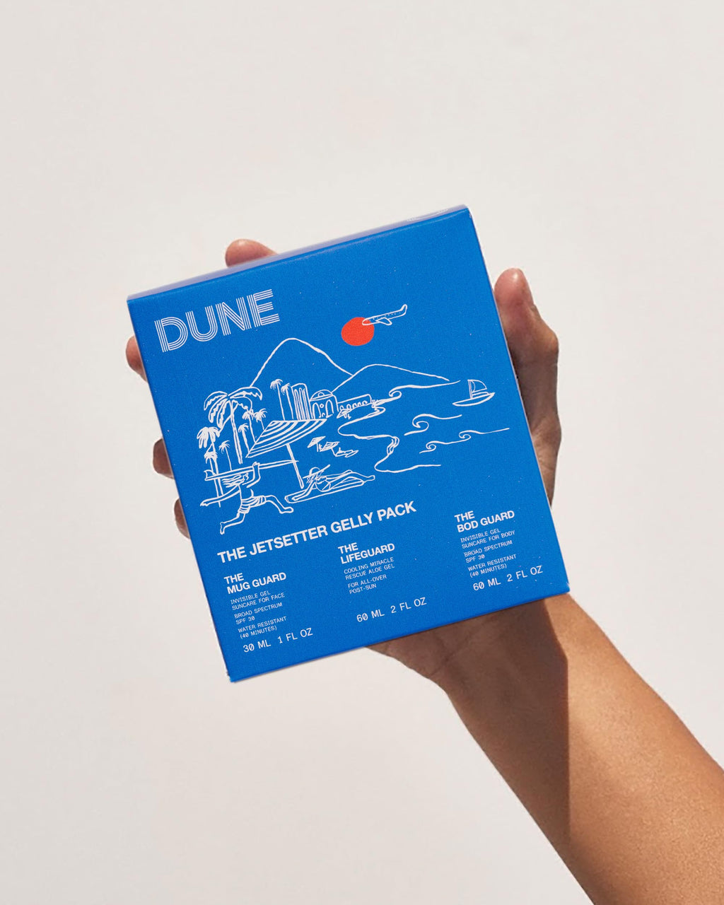 Jetsetter Gelly Mini Travel Sunscreen Kit — 72-Hour Hydration & Aloe Rescue Gel | DUNE SUNCARE