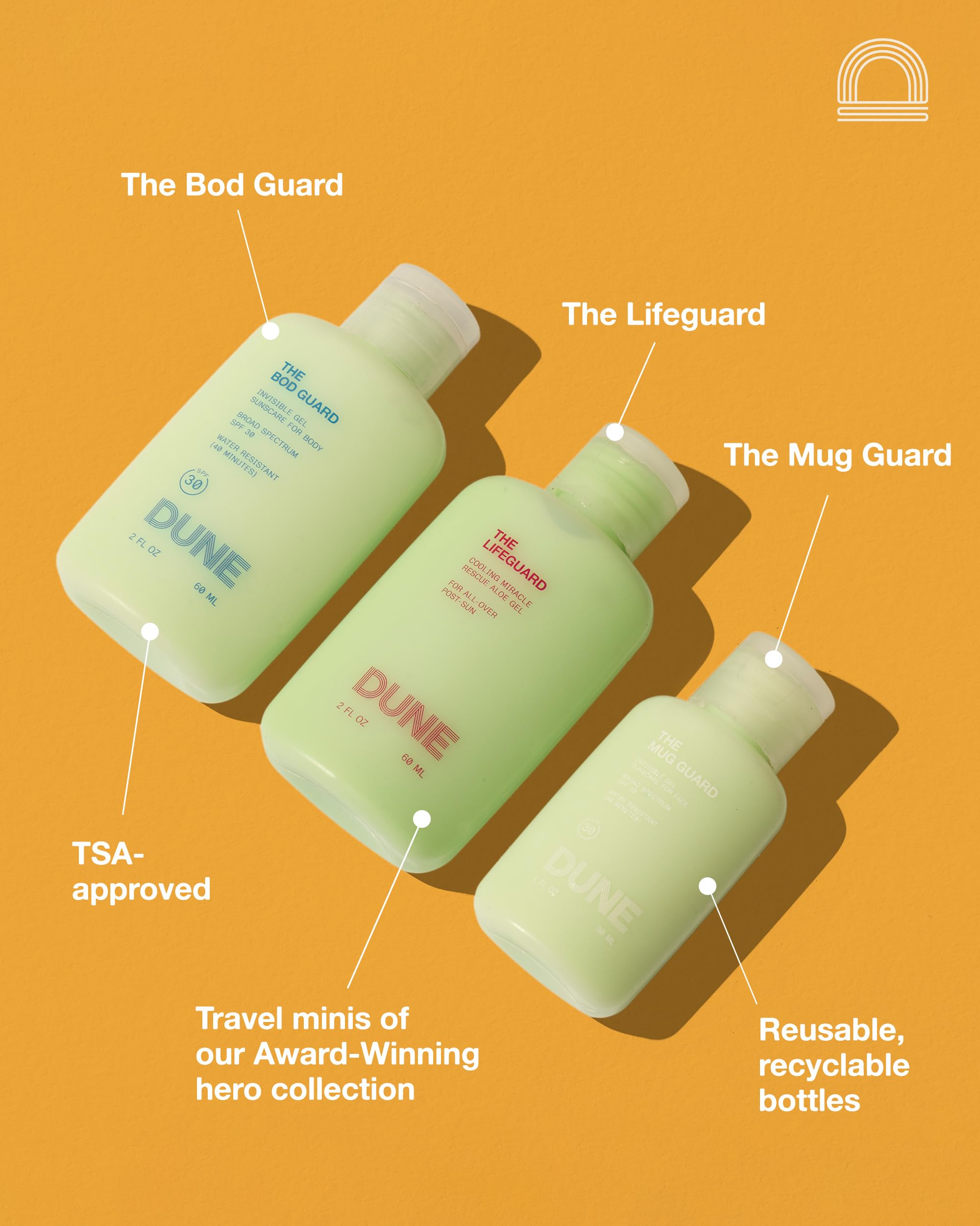 Jetsetter Gelly Mini Travel Sunscreen Kit — 72-Hour Hydration & Aloe Rescue Gel | DUNE SUNCARE