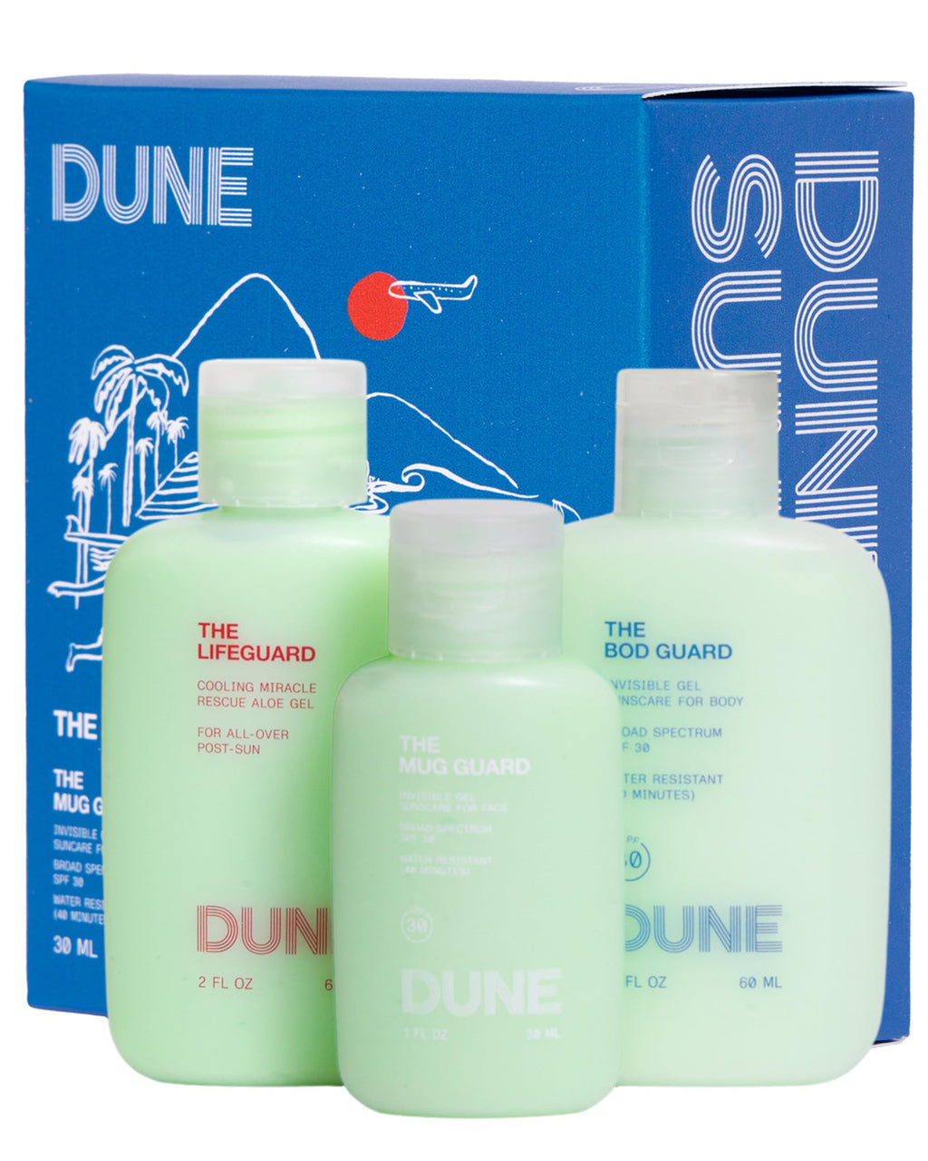 Jetsetter Gelly Mini Travel Sunscreen Kit — 72-Hour Hydration & Aloe Rescue Gel | DUNE SUNCARE