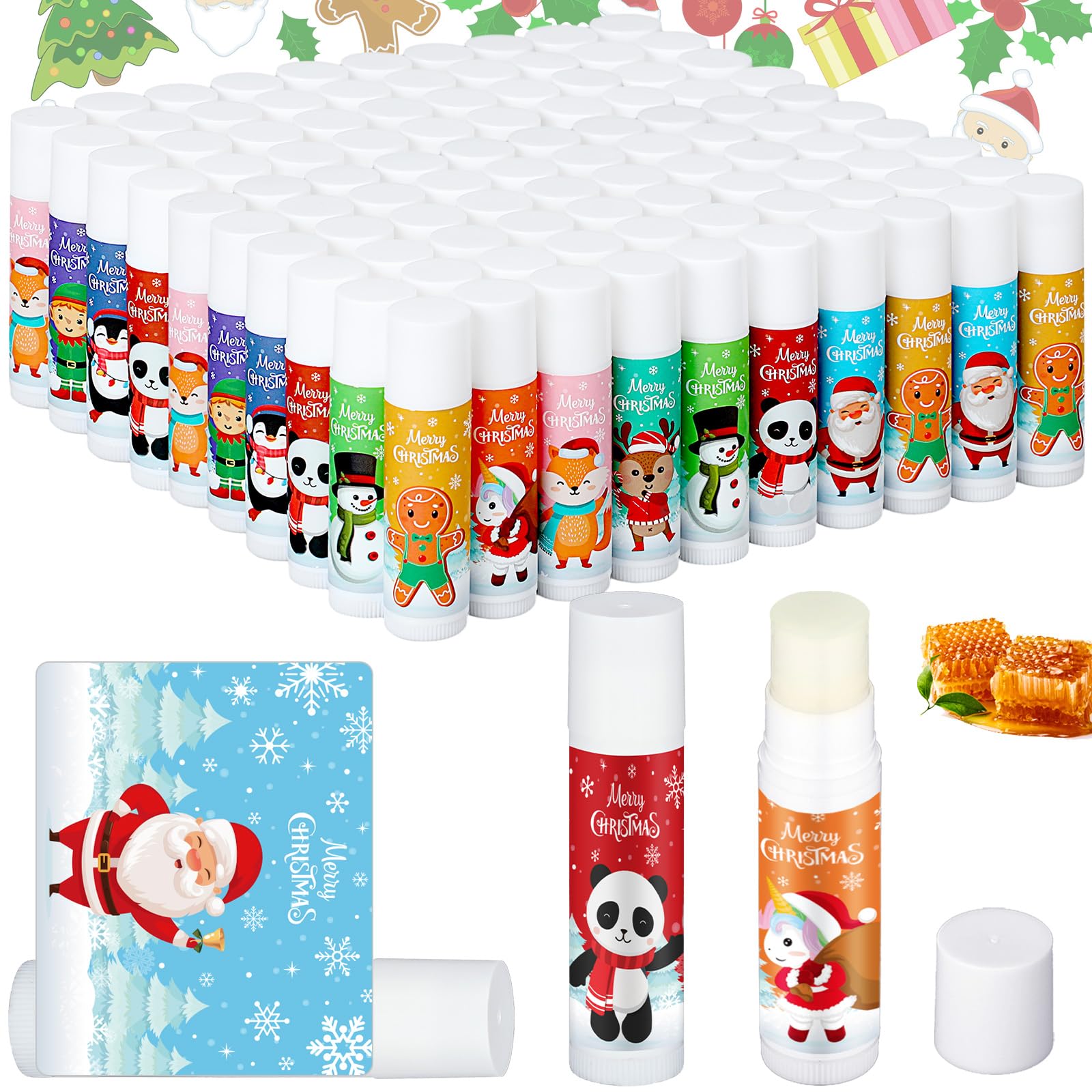 Dunzy 100 Pack Christmas Lip Balm Gifts – Bulk Stocking Stuffers & Gift Ideas