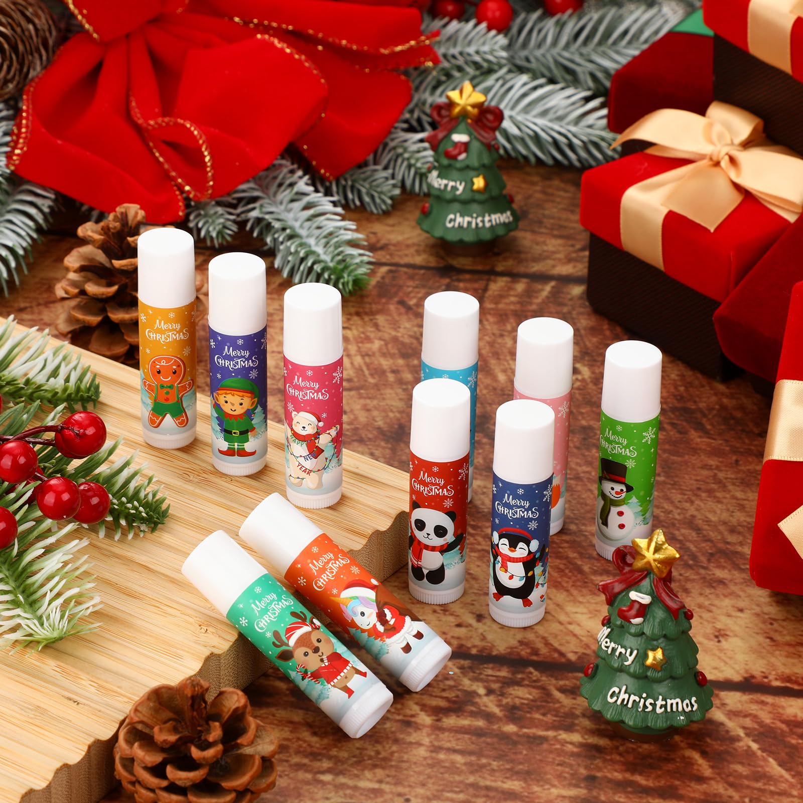 Dunzy 100 Pack Christmas Lip Balm Gifts – Bulk Stocking Stuffers & Gift Ideas