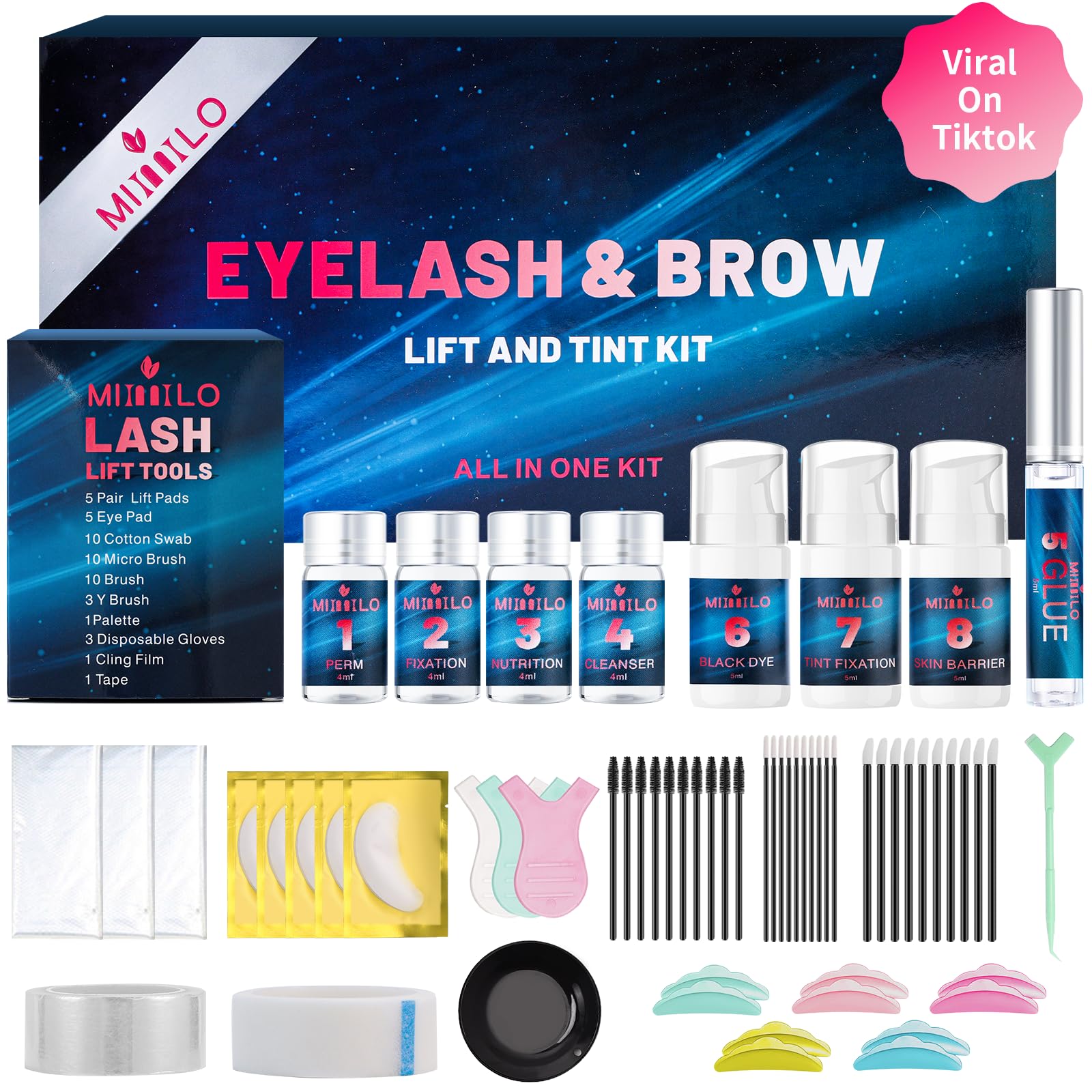 Duoffanny 63Pcs 4-In-1 Lash Lift & Brow Lamination Kit – 6–8 Weeks, DIY Salon Quality