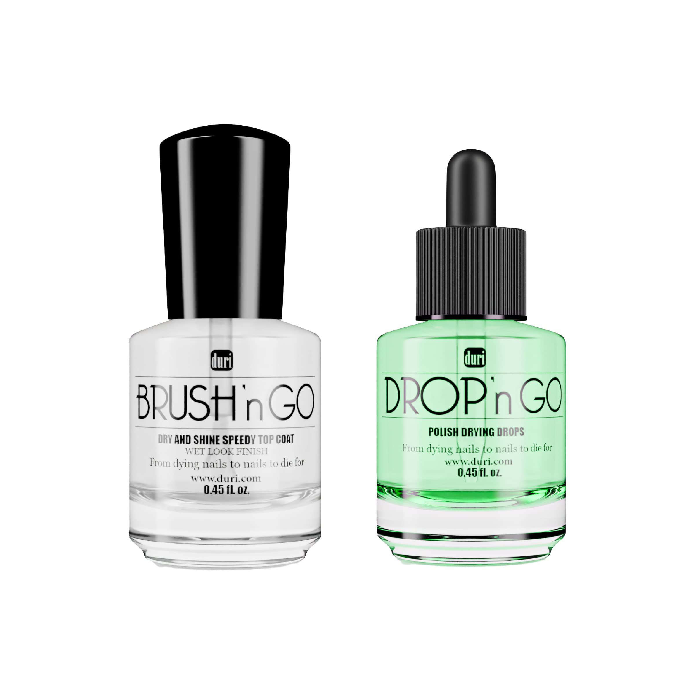 duri Brush'n Go Top Coat & Drop'n Go Drying Drops – Fast Dry, Wet-Look Shine, Vegan