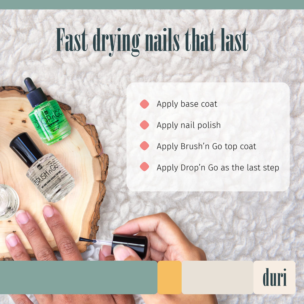 duri Brush'n Go Top Coat & Drop'n Go Drying Drops – Fast Dry, Wet-Look Shine, Vegan
