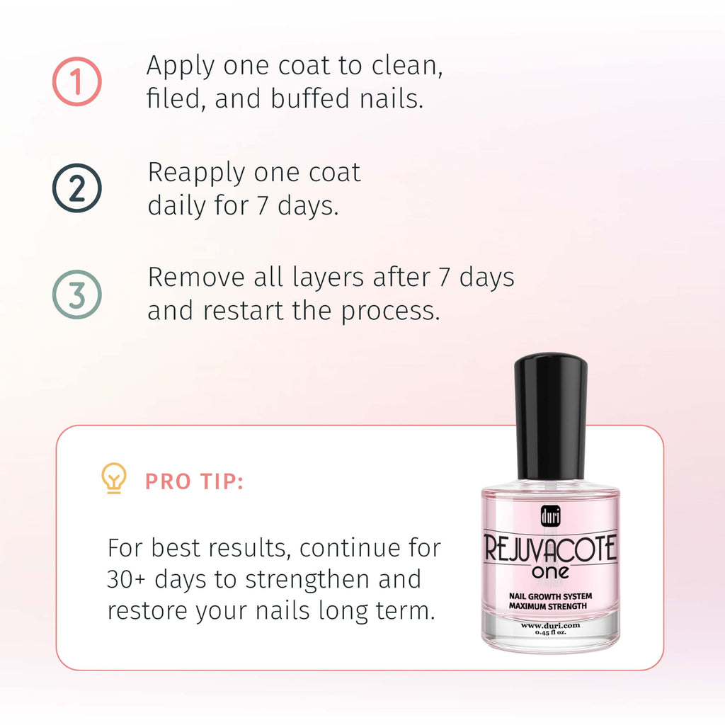 Duri Rejuvacote 1 Nail Growth System – Maximum Strength Nail Strengthener for Damaged Nails (0.45 fl oz)