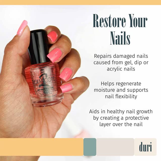 Duri Rejuvacote 2 Nail Growth Base & Top Coat – Balanced Repair for Fragile Nails (Pack of 2)