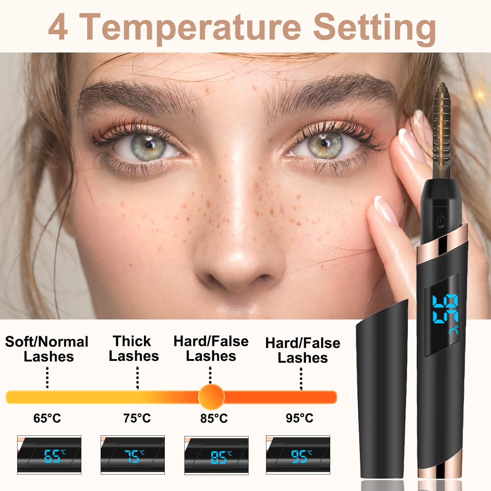 Dust2Oasis Heated Eyelash Curler – 4 Temp Settings, 10s Heat, 24h Curl