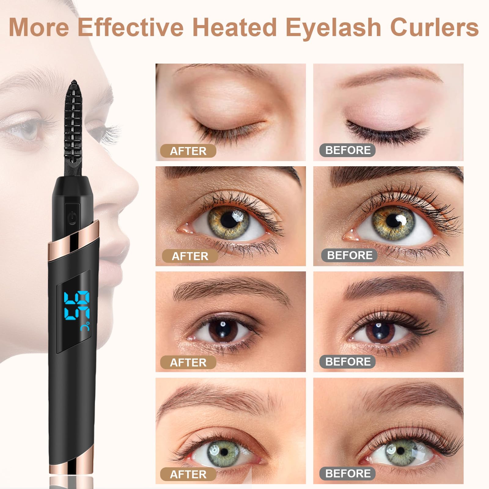 Dust2Oasis Heated Eyelash Curler – 4 Temp Settings, 10s Heat, 24h Curl
