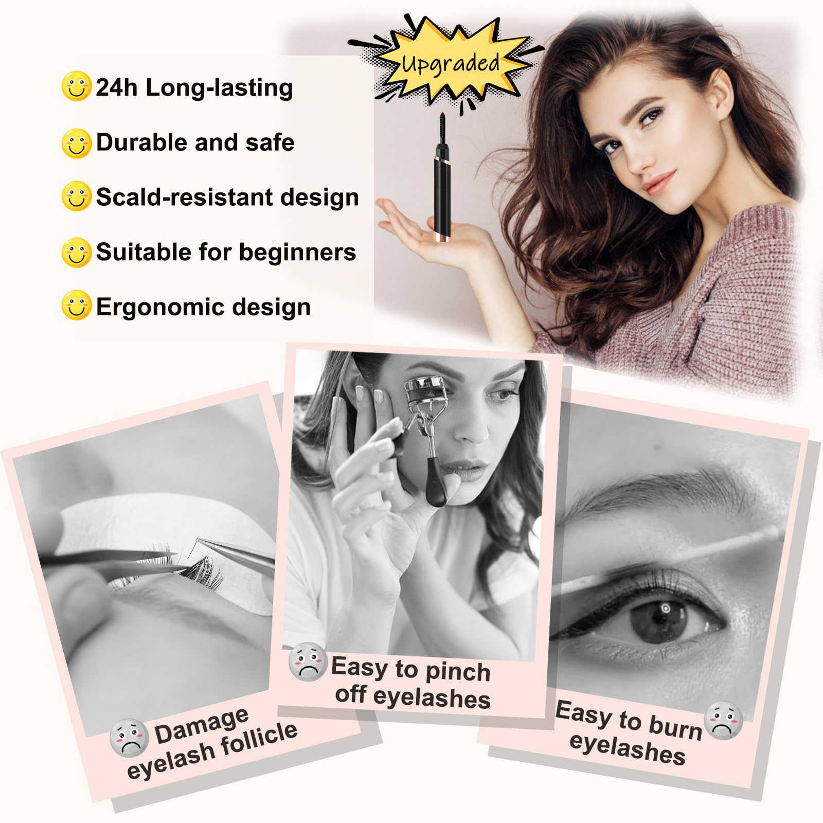 Dust2Oasis Heated Eyelash Curler – 2025 New Model, USB-C Rechargeable, 3 Temperature Settings, 24-Hour Curl