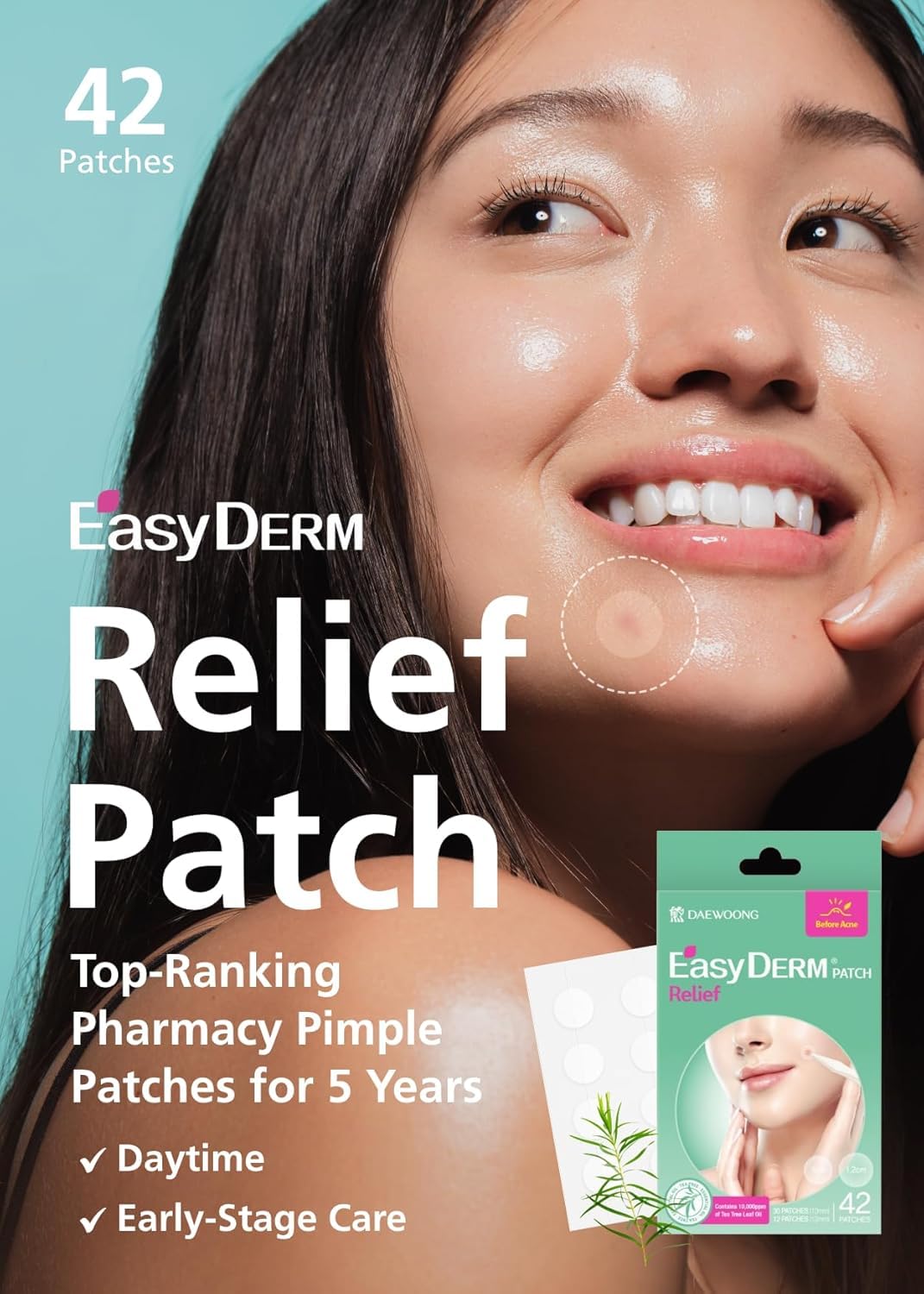EasyDerm Pimple Patch Duo – 84 Count by DWEasyDerm | Hydrocolloid & Relief Patches with Tea Tree Oil
