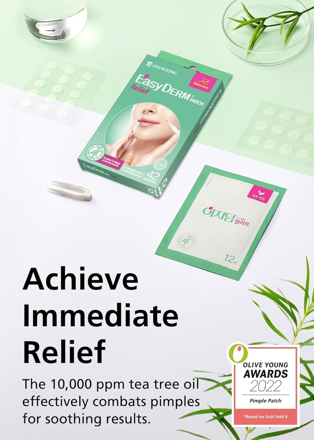 EasyDerm Pimple Patch Duo – 84 Count by DWEasyDerm | Hydrocolloid & Relief Patches with Tea Tree Oil