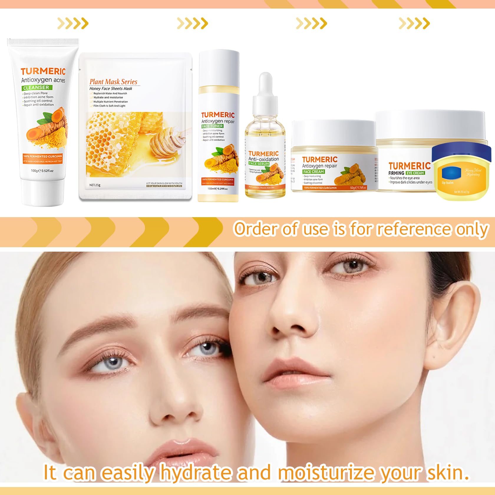 DWDiWen Turmeric Skin Care Set – 9-Piece Travel Facial Kit