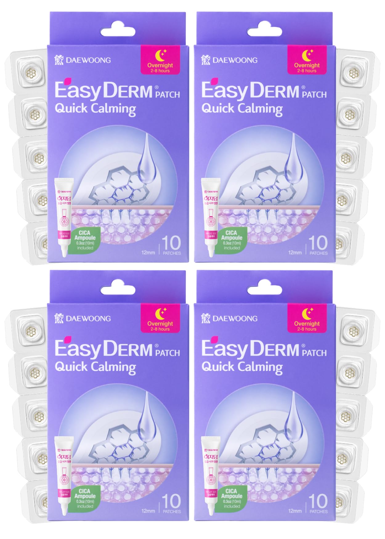 EasyDerm Quick Calming Magnesium Patches – 40 Patches (4 Pack) with Tea Tree & Cica | DWEasyDerm