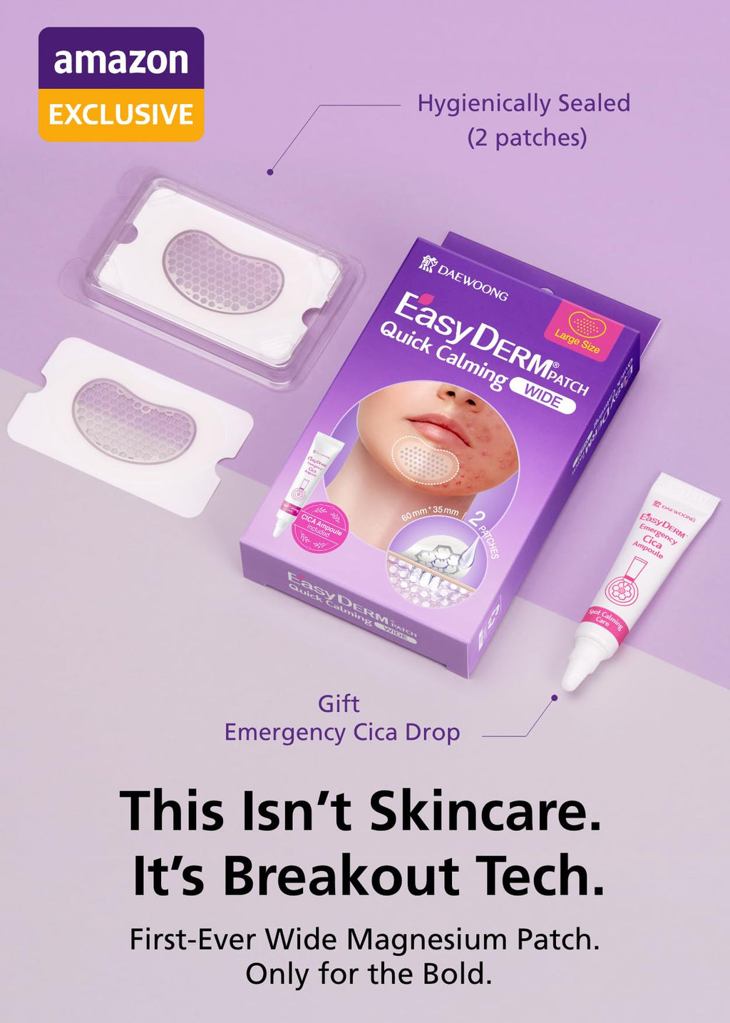 DWEasyDerm EasyDerm Quick Calming Magnesium Patches Wide – 2 Packs / 4 XL Patches | Waterproof Hydrocolloid, Amazon Exclusive
