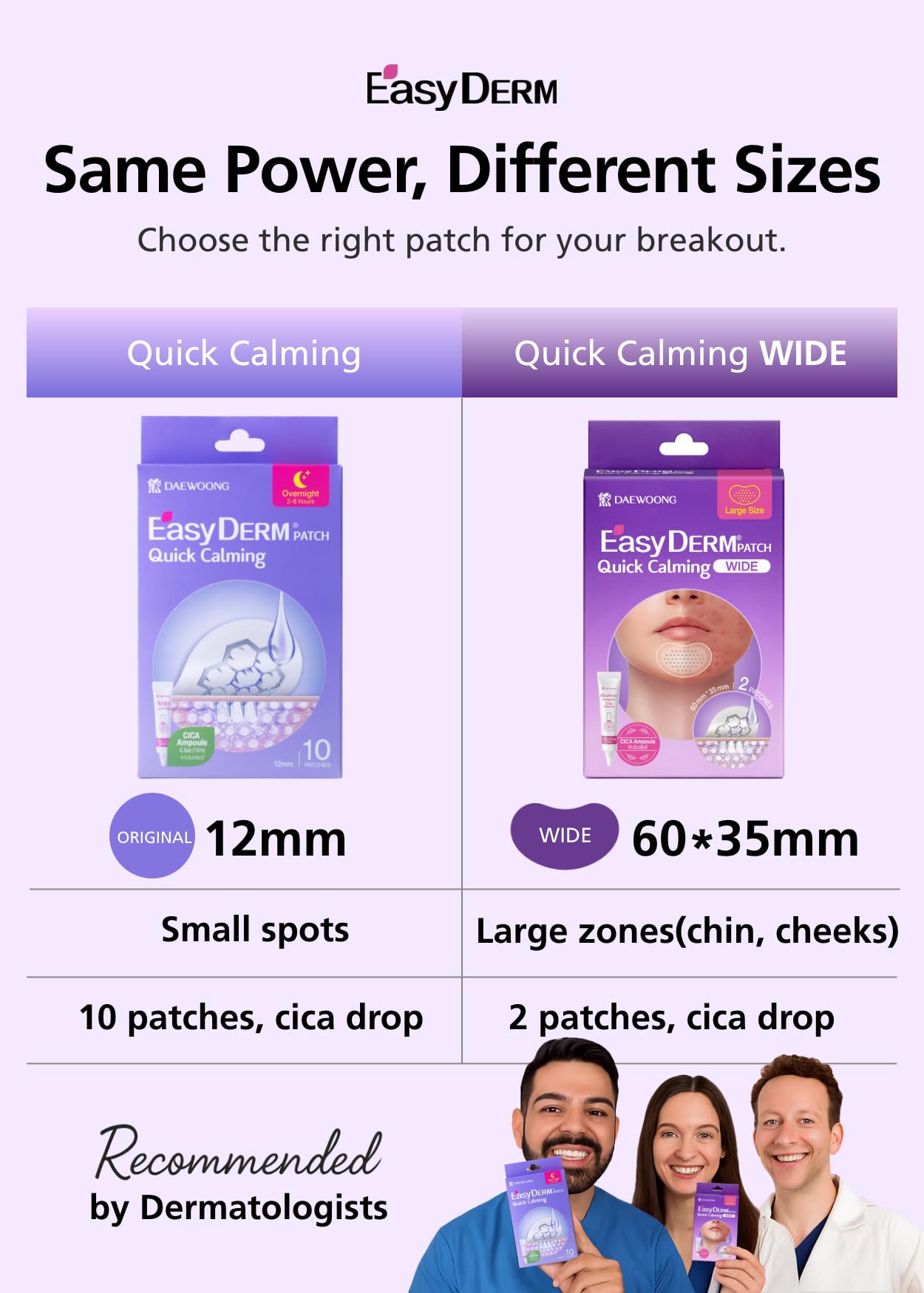 DWEasyDerm EasyDerm Quick Calming Magnesium Patches Wide – 2 Packs / 4 XL Patches | Waterproof Hydrocolloid, Amazon Exclusive