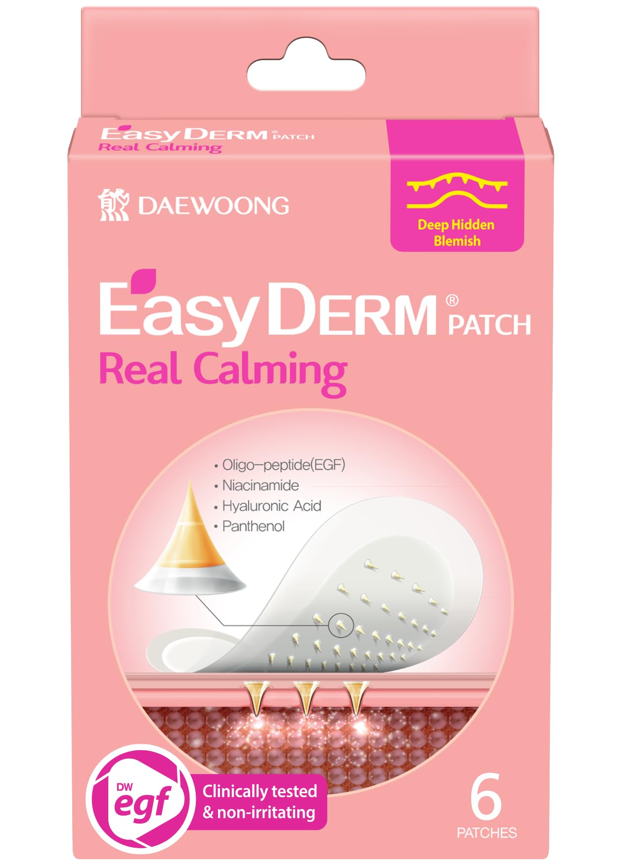 Easyderm Real Calming Patch – 6-Spot K-Beauty Patch with Niacinamide, Hyaluronic Acid & EGF | DWEasyDerm
