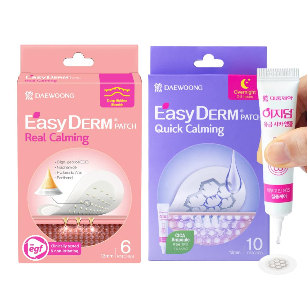 DWEasyDerm EasyDerm Micro Point Acne Patch Duo – 10 Magnesium Patches + 6 Calming Microdart Patches | 2-Step K-Beauty Skincare Kit