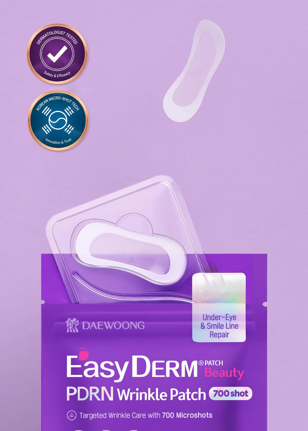 DWEasyDerm Easyderm PDRN Anti-Wrinkle Patch – Under Eye & Smile Lines, 8 Patches, Collagen & EGF