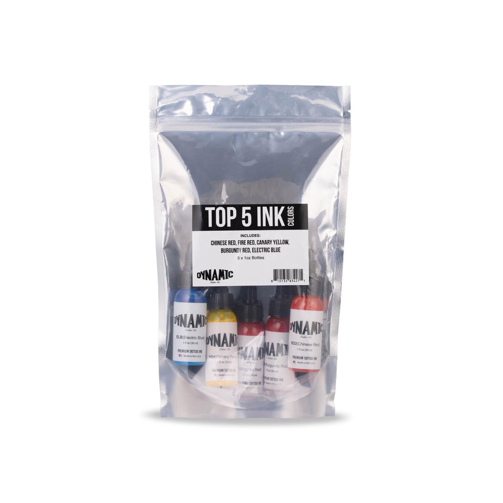 Dynamic Color Tattoo Ink – Top 5 Colors Bundle Pack (1 oz each) – Made in USA