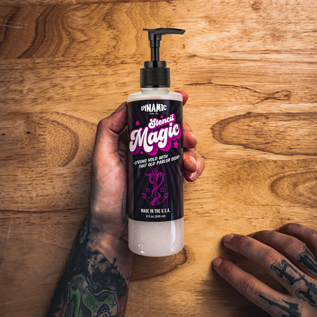 Stencil Magic by Dynamic Color Co – Tattoo Stencil Transfer Gel, Easy Application, No Smear, Fast Dry, USA Made, 8 oz