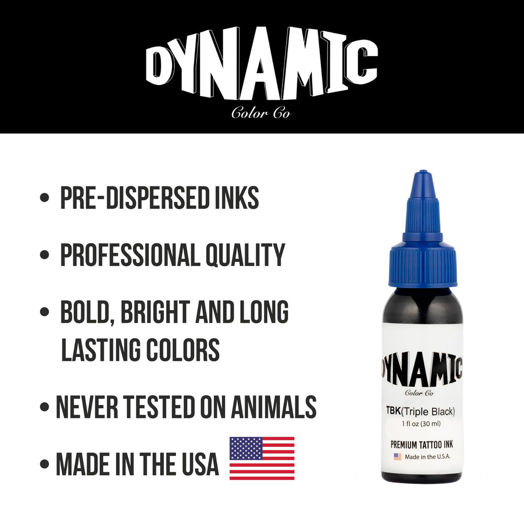 Dynamic Color Co Triple Black Ink Bottle 1oz – Pre-Dispersed Vegan Tattoo Ink