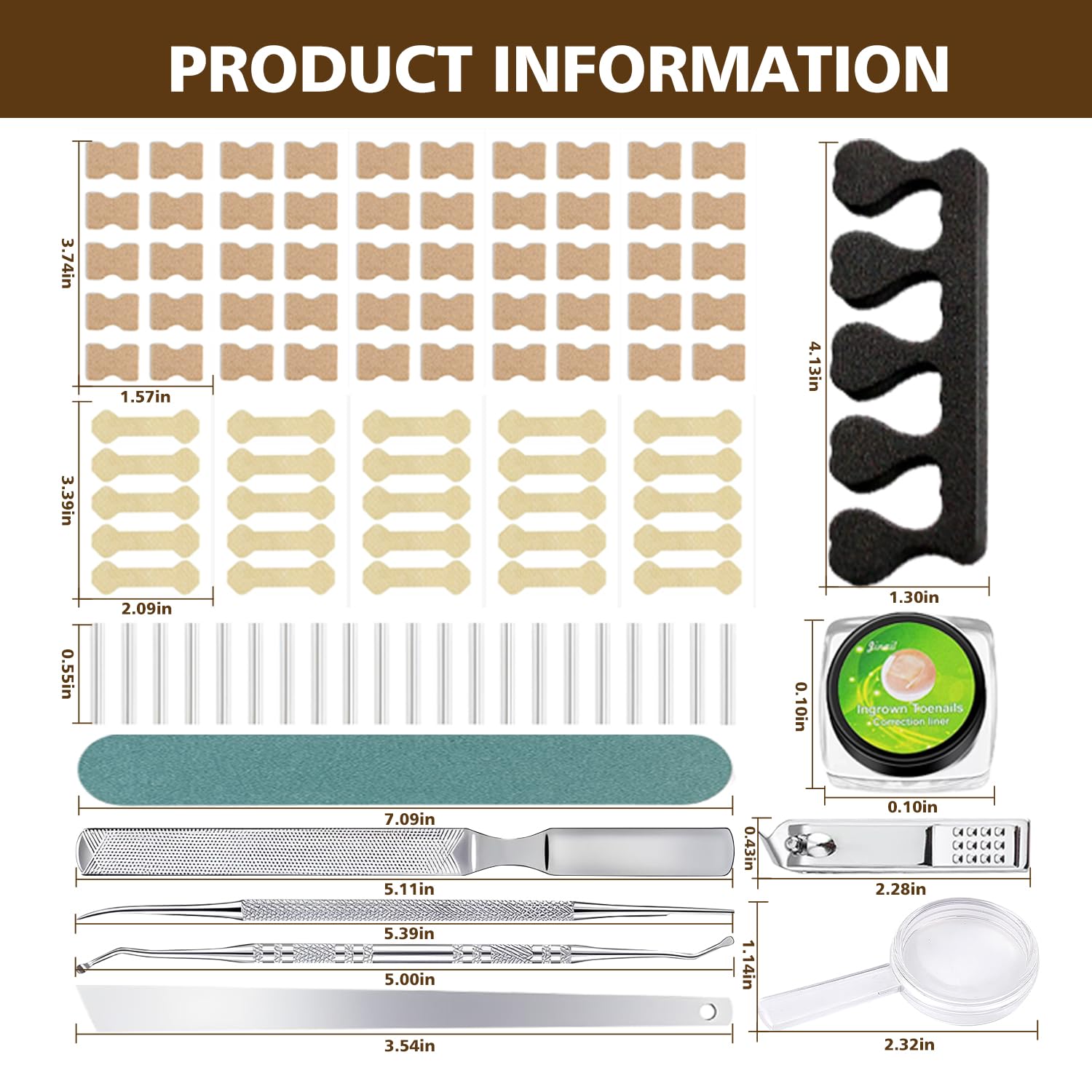 Dynaxor Ingrown Toenail Corrector Kit with Magnifier – Home Nail Care Tools