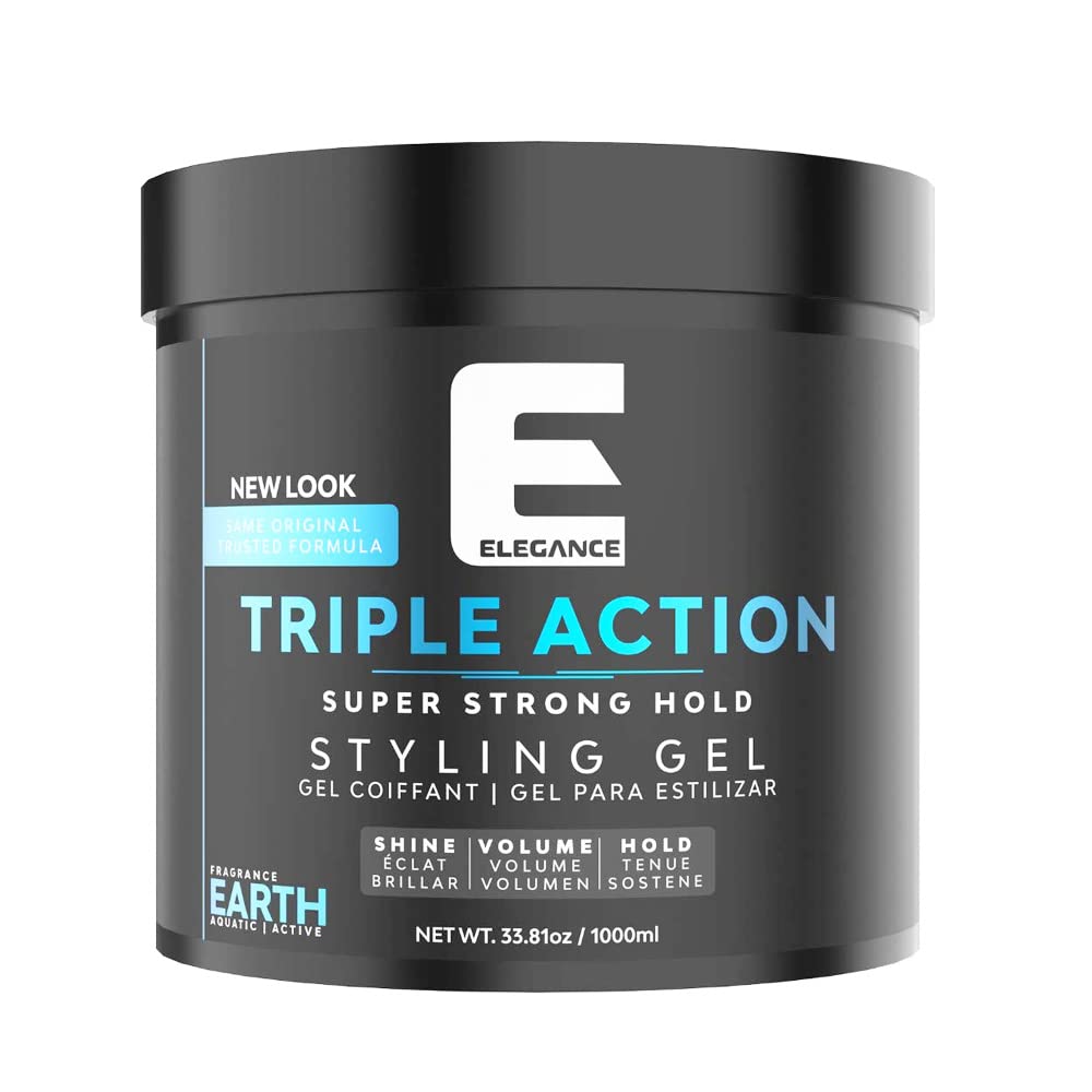 E Elegance Earth Fragrance Triple Action Hair Gel – Strong Hold, Extreme Volume, Long-Lasting Shine | All Hair Types, 33.8 oz