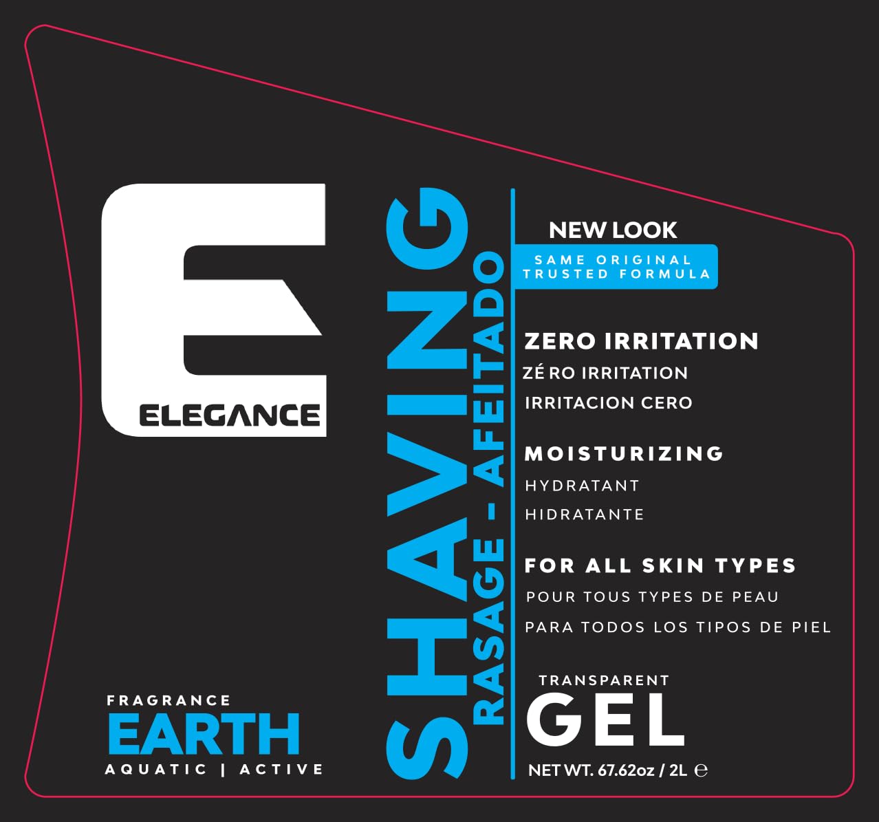 E Elegance Transparent Shaving Gel – Unisex Barber Accessories, Aquatic Earth Fragrance, 4.2 lb