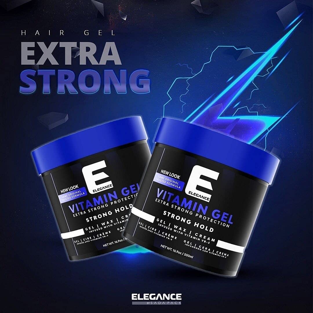 Elegance Vitamin Gel with Pro-VB-5 – 16.9 oz, Strong Hold, Maximum Hair Protection & Natural Shine | E Elegance