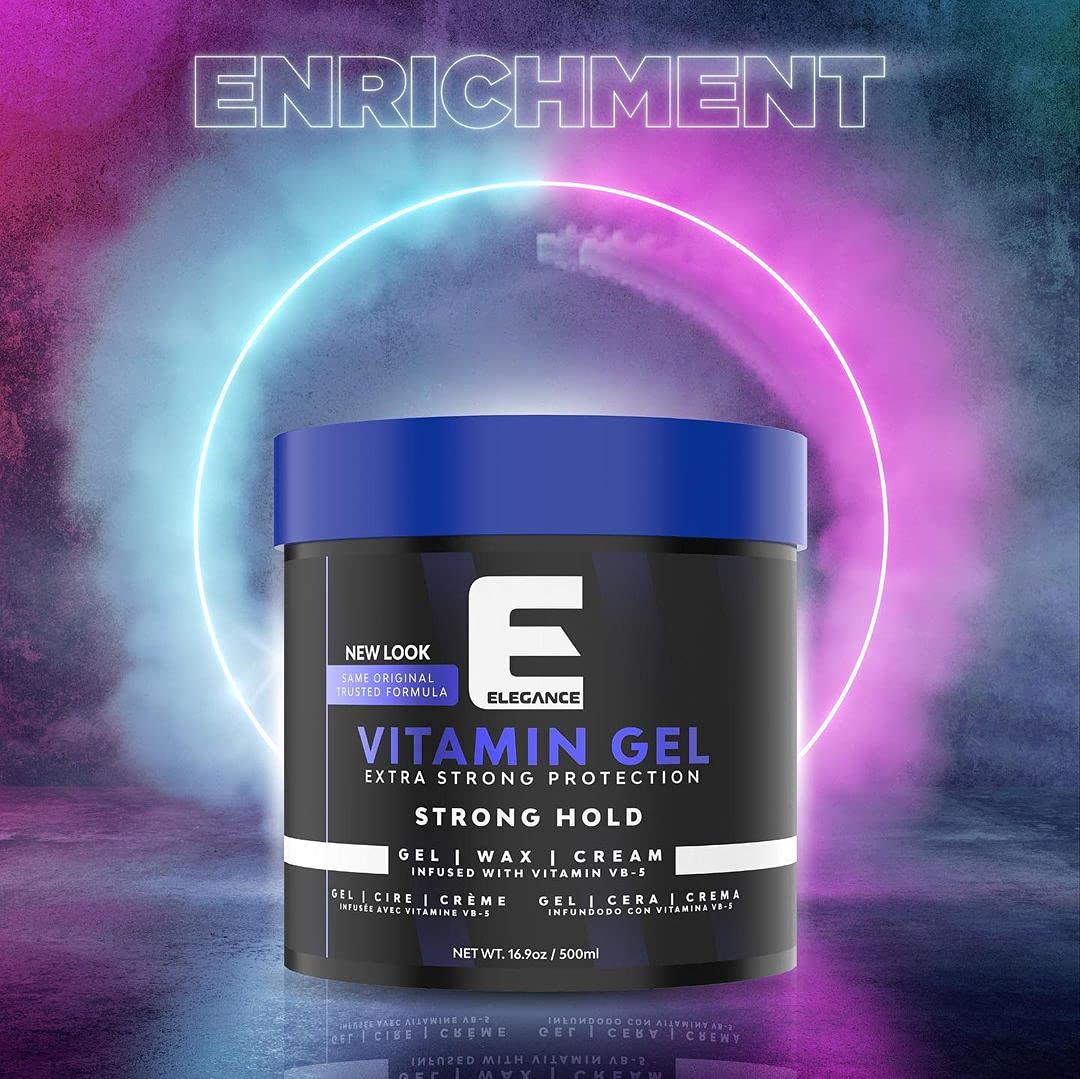 Elegance Vitamin Gel with Pro-VB-5 – 16.9 oz, Strong Hold, Maximum Hair Protection & Natural Shine | E Elegance