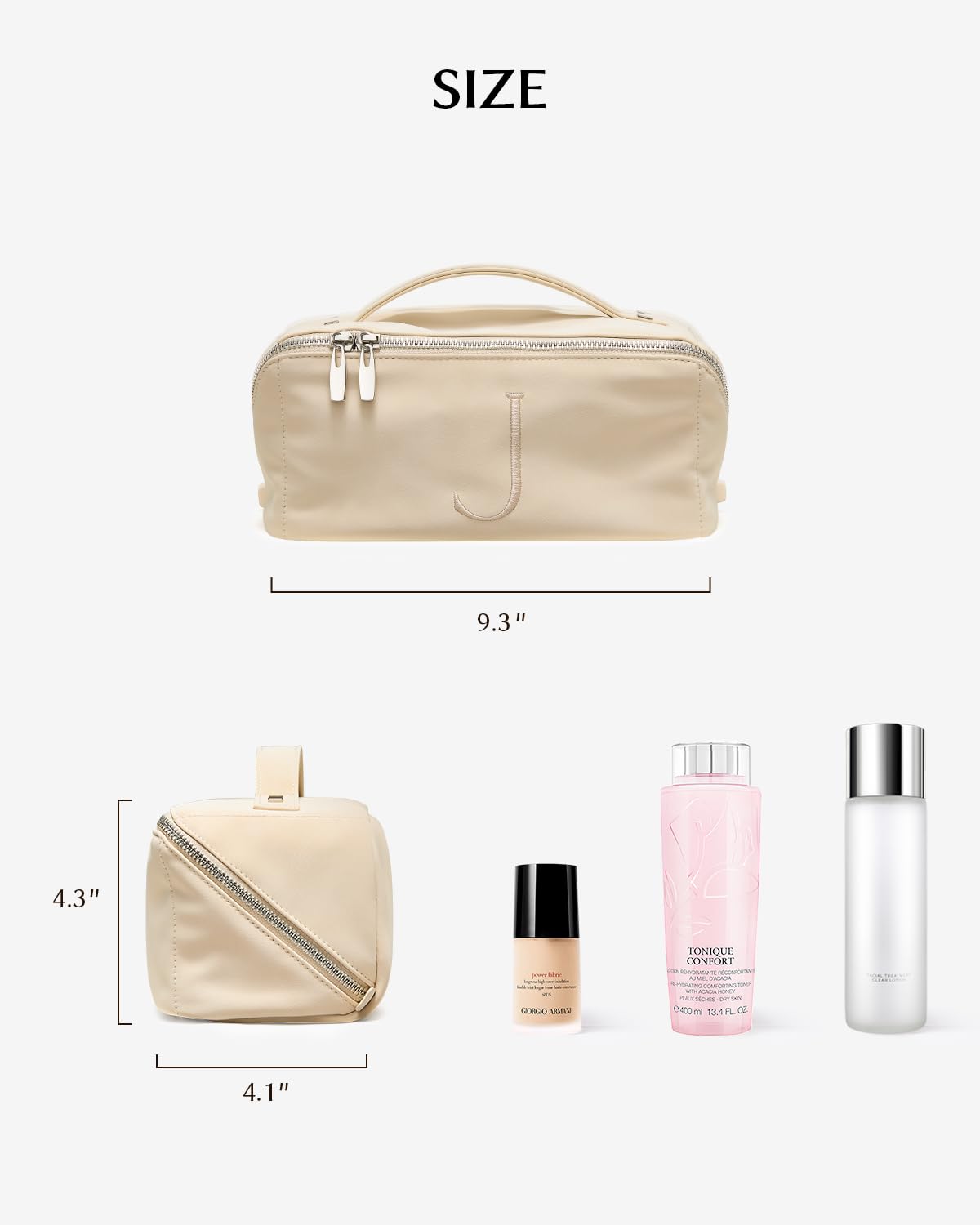 EACHY Personalized Makeup Bag - Travel Cosmetic Bag with Zipper & Handle