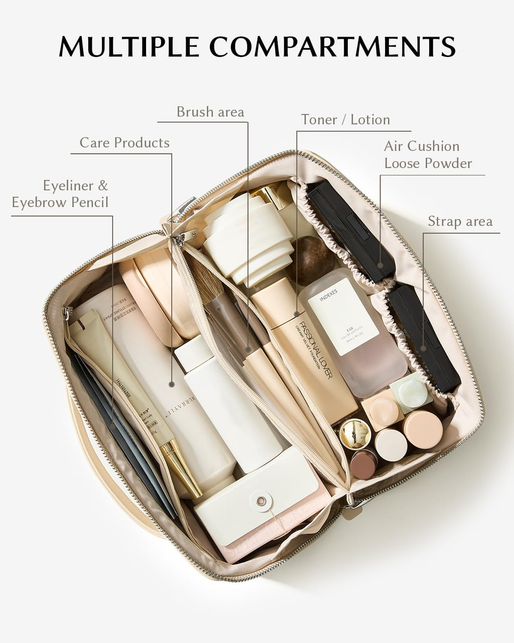 EACHY Personalized Makeup Bag – Travel Cosmetic Case with Zipper & Handle