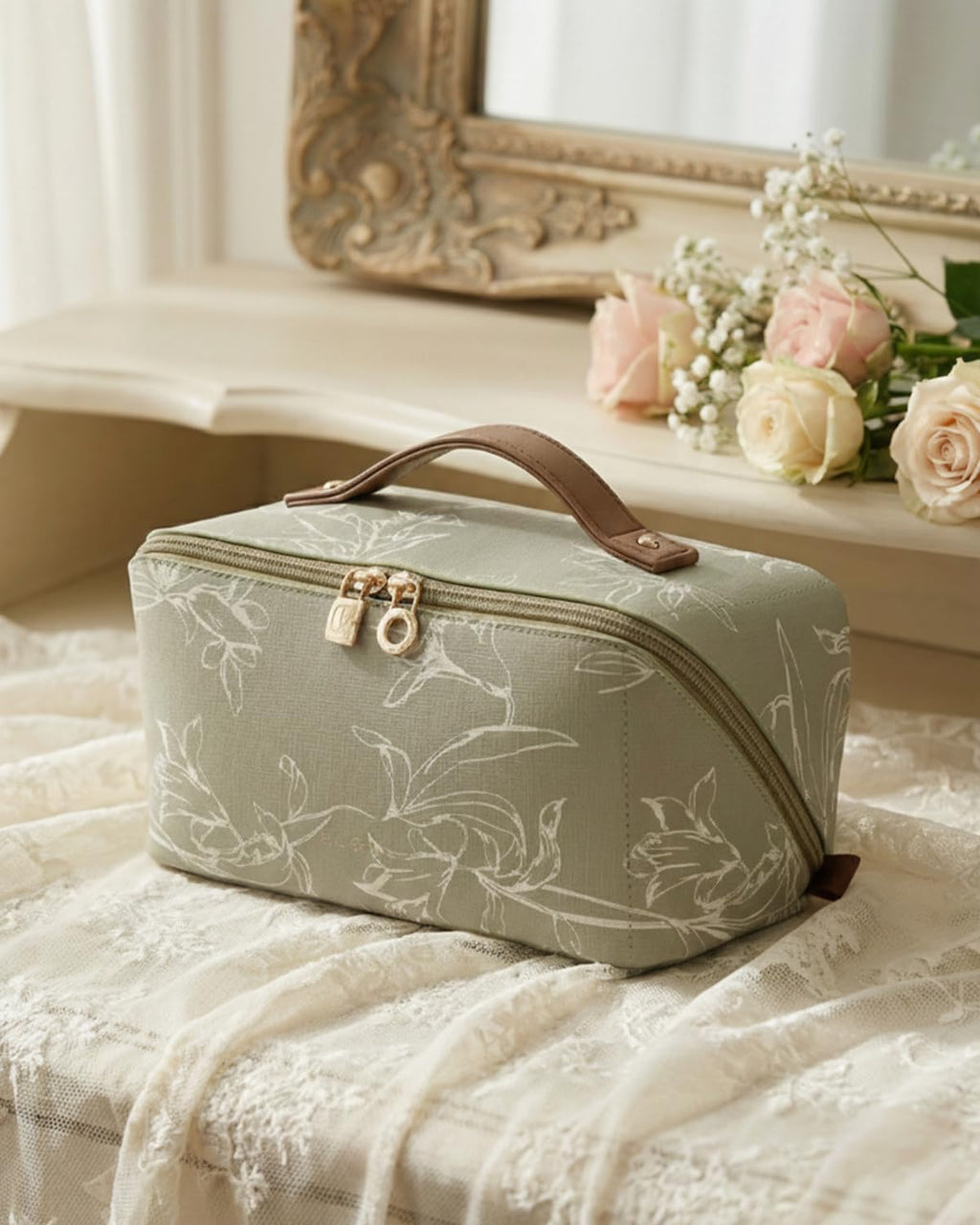 EACHY Travel Makeup Bag — Large Capacity Waterproof Cosmetic Bag for Women | Open Flat Design