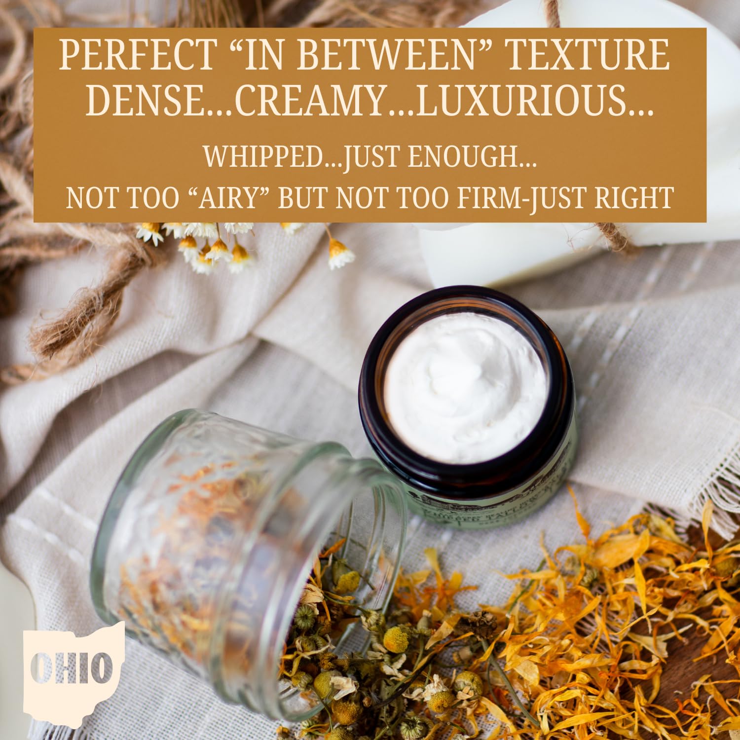 EAP ACRES 100% Grass-Fed Whipped Tallow Balm with Organic Jojoba Oil Infused: Calendula & Chamomile – Unscented Face & Body Moisturizer