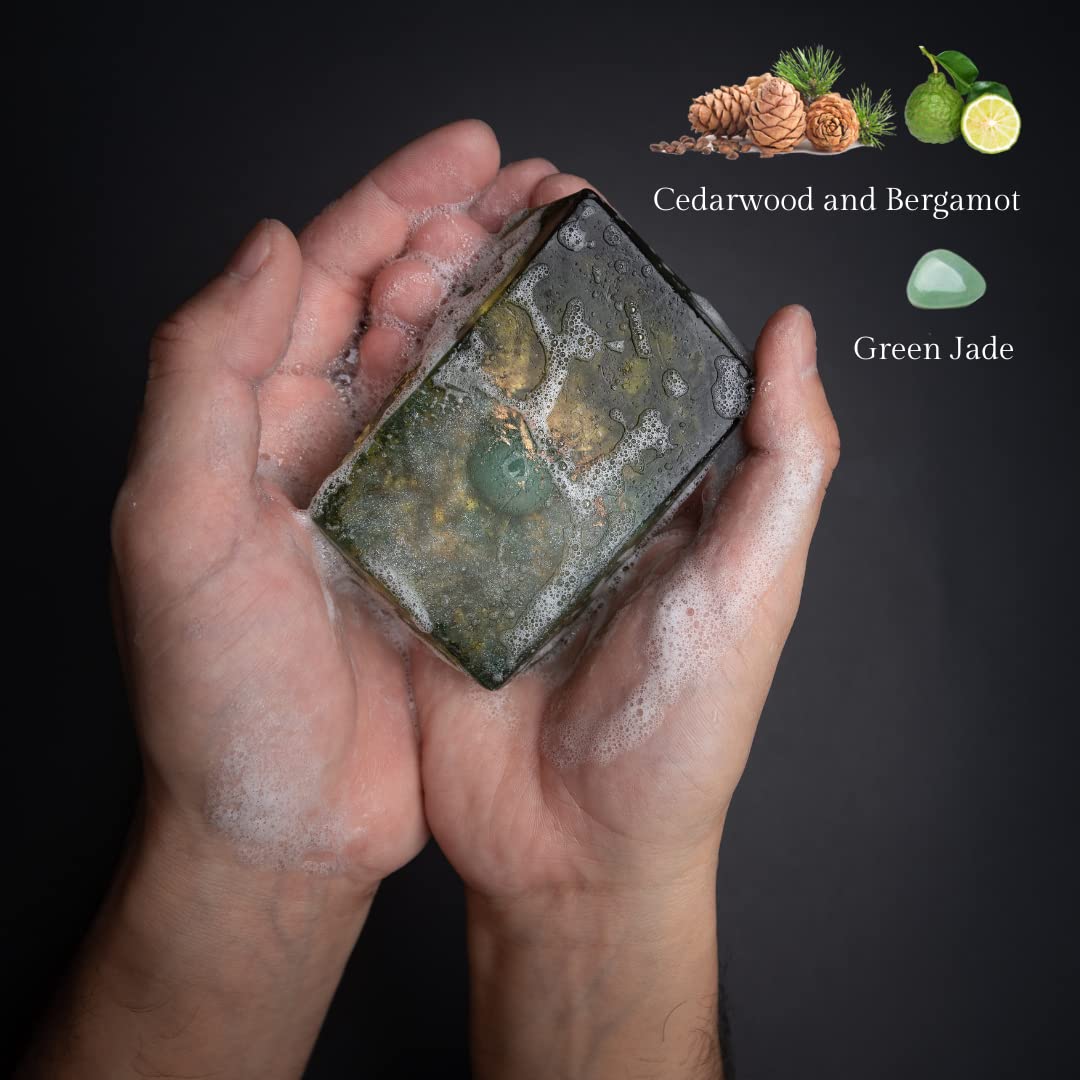 Earth & Home Rock Soap Gift Set – Jade & Black Obsidian Gemstone Soaps (2) with Natural Ingredients