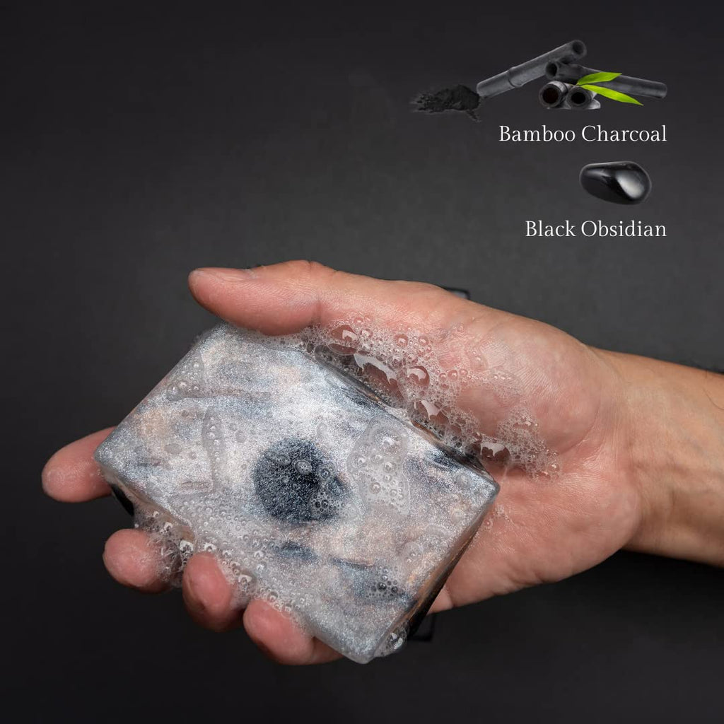 Earth & Home Rock Soap Gift Set – Jade & Black Obsidian Gemstone Soaps (2) with Natural Ingredients