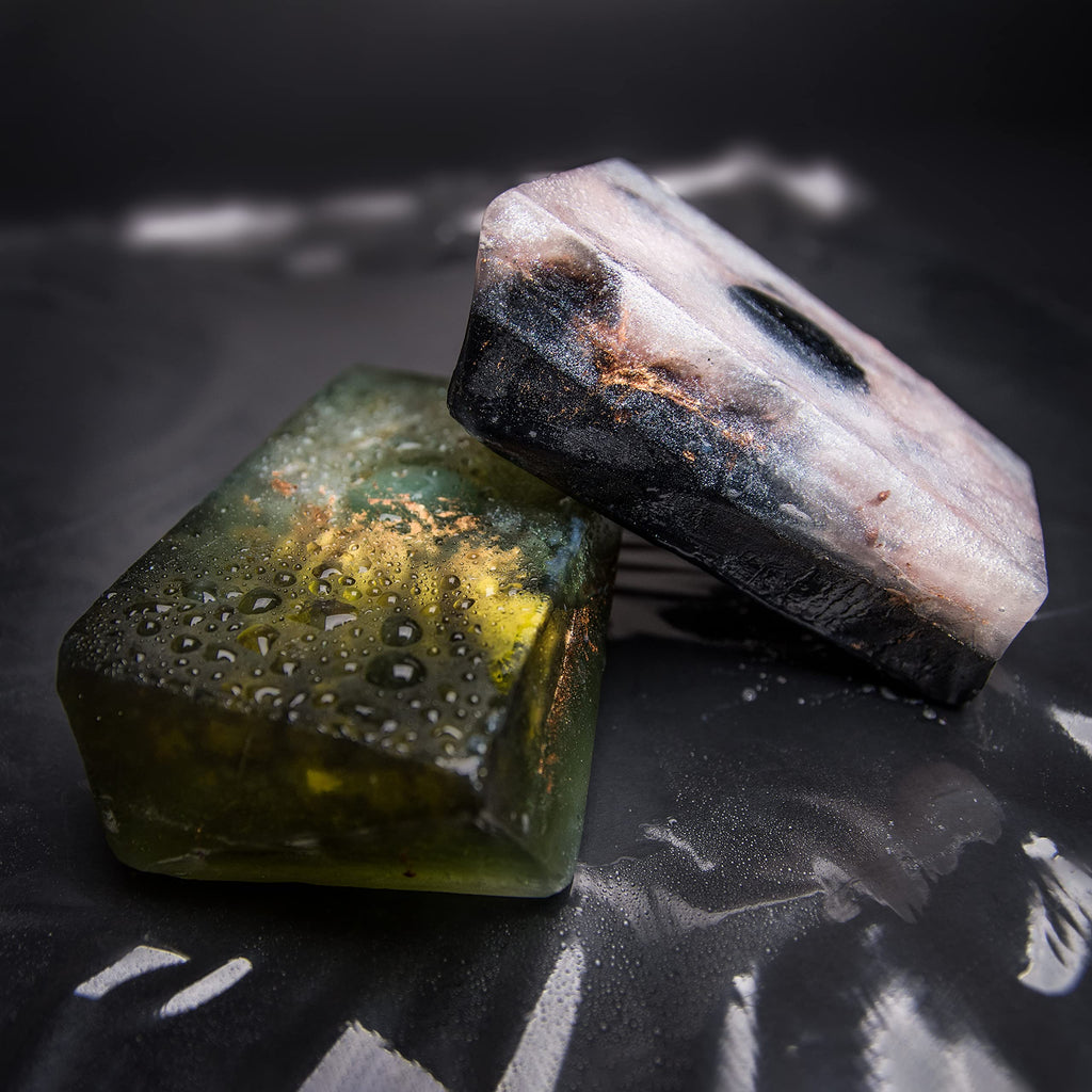 Earth & Home Rock Soap Gift Set – Jade & Black Obsidian Gemstone Soaps (2) with Natural Ingredients